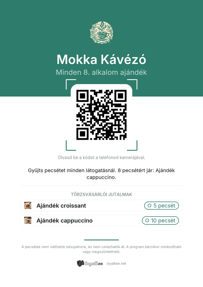 Nyomtatható pultplakát a csatlakozási QR-kóddal és a jutalmakkal